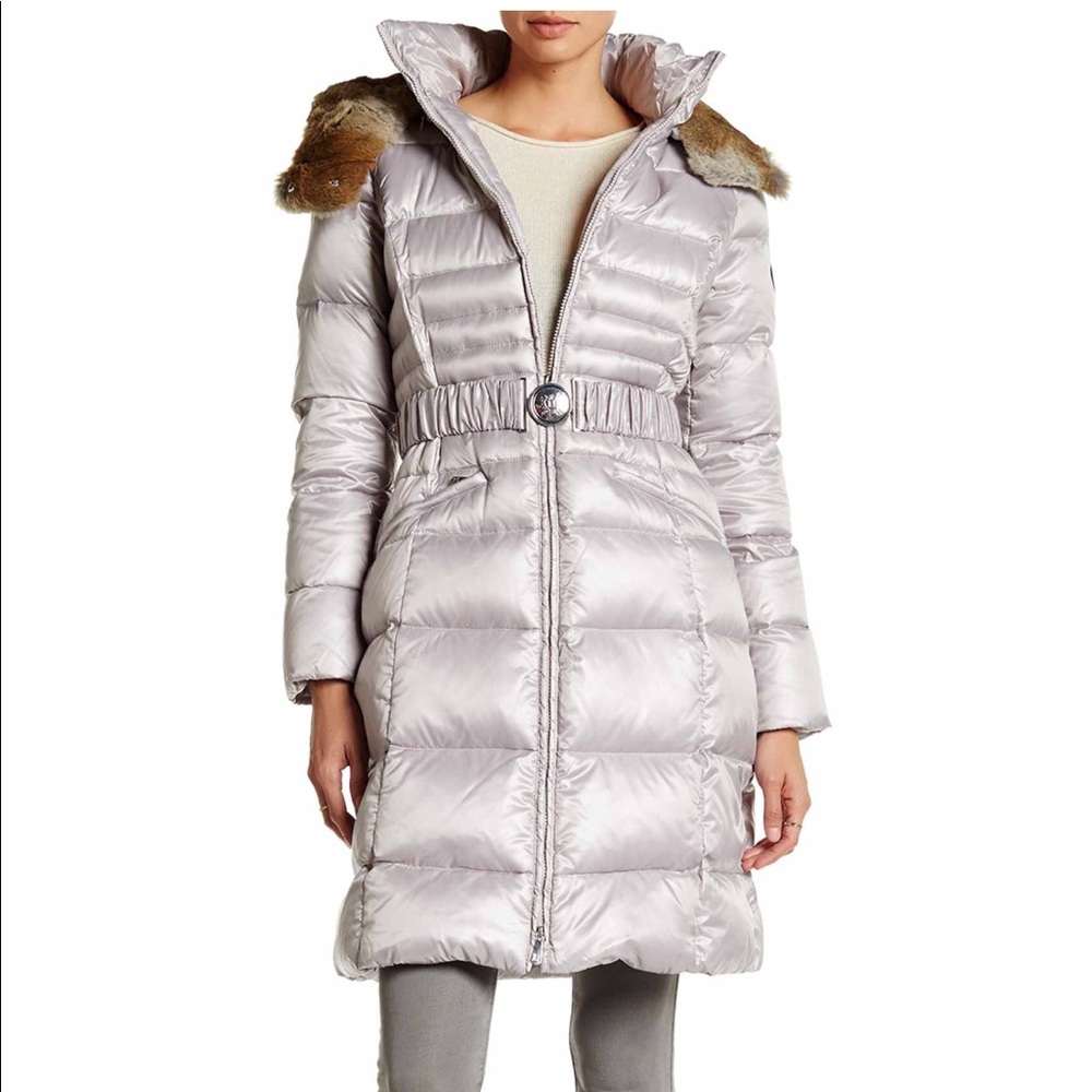 Gorgeous Dawn Levy down jacket fur hood/collar, L